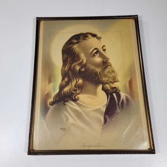 Vintage 1942 SP Co. Jesus "Inspiration" McConnell Lithograph Print 14.5" X 11" - Picture 1 of 11